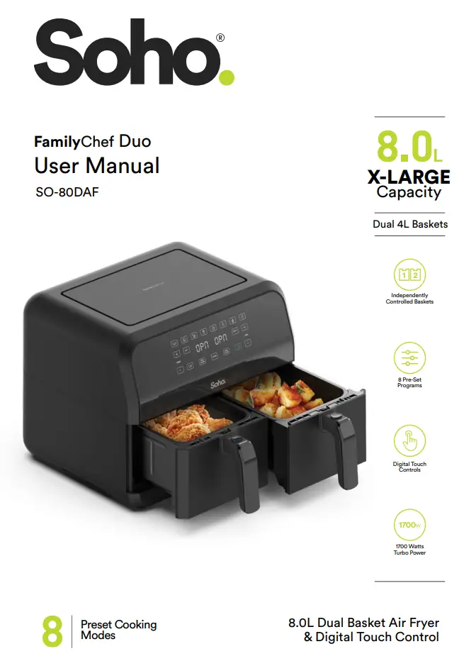 Soho SO-80 DAF Family Chef Duo User Manual