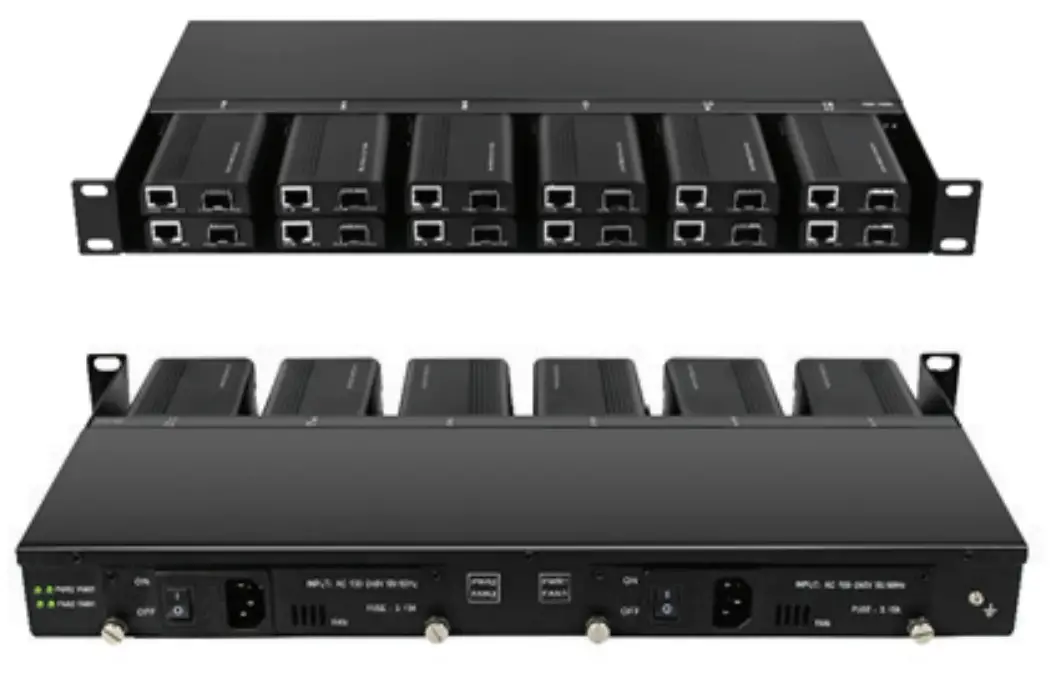 CLEERLINE SSF-1RUME-12AC Fiber Media Converter Chassis 1RU - Rear Views