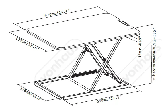 Vonhaus 3000244 Ultra-slim Sit-stand Desk Converter Instructions Vonhaus 3000244 Ultra-slim Sit-stand Desk Converter Instructions