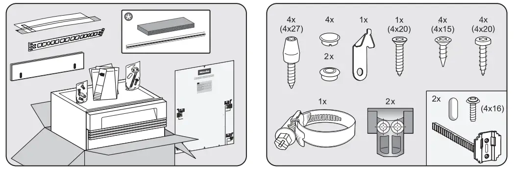 miele (885 mm) XXL built in dishwashers - Fittings