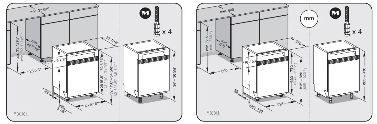 miele (885 mm) XXL built in dishwashers - Optional accessory