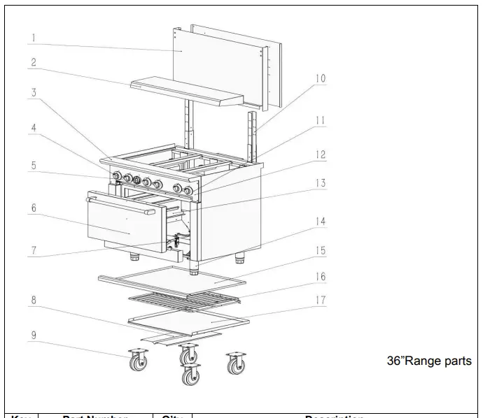 CE Range parts Gas system