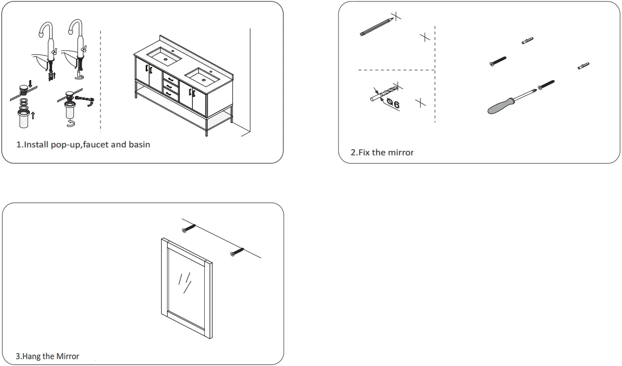 ALTAIR 546060 BO GW NM Bath Vanity Oak with Grain White Composite Stone Top - Drawer Adjust