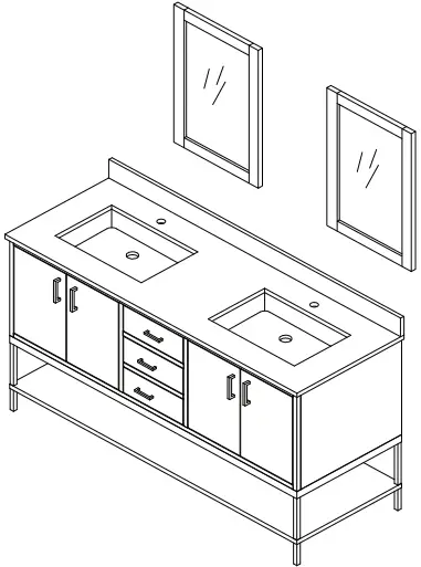 ALTAIR 546060 BO GW NM Bath Vanity Oak with Grain White Composite Stone Top