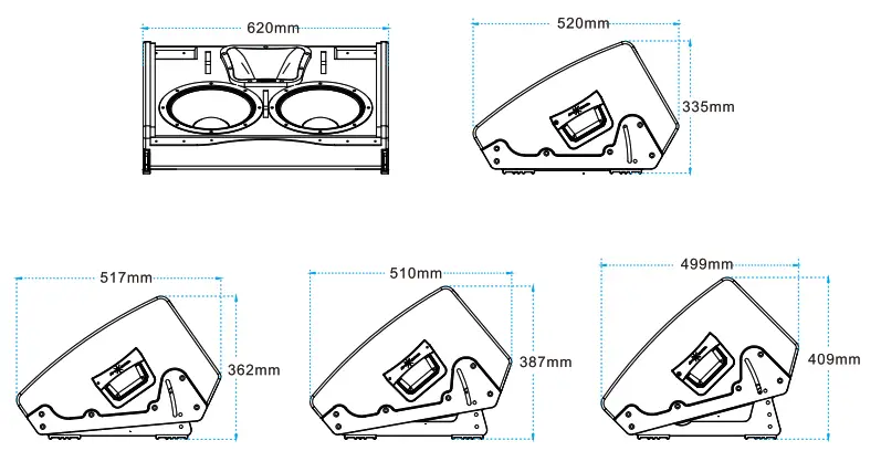 AUDIOCENTER WM210-DSP Active DSP Wedge Monitor - imension