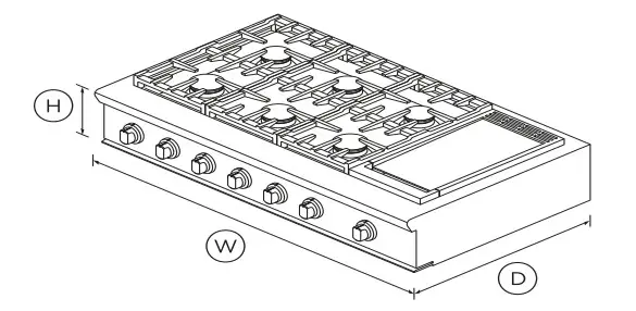 FISHER PAYKEL Cooktop 36 Gas Rangetop, 48 - DIMENSIONS