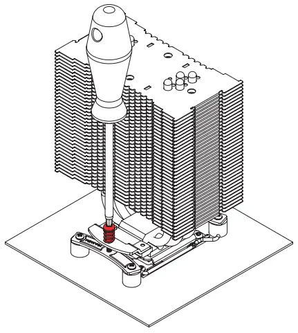 Fastening the heatsink to the CPU