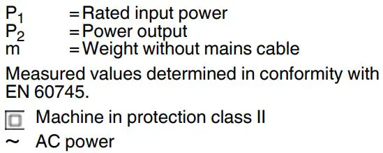 metabo W 850-100 850W Cordless Angle Grinder Instructions - Technical Specifications