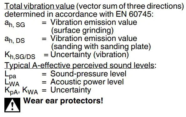 metabo W 850-100 850W Cordless Angle Grinder Instructions - Total vibration value