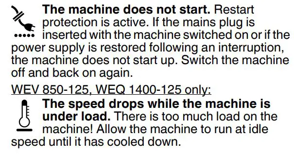 metabo W 850-100 850W Cordless Angle Grinder Instructions - Troubleshooting