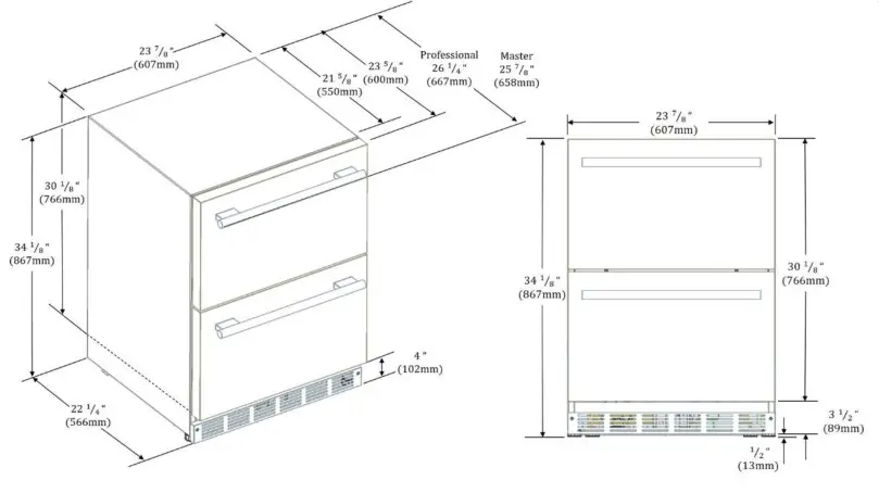 Thermador Double Drawer Refrigerator - General measures