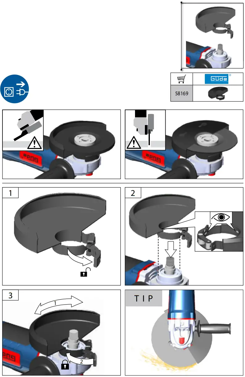 Gude WS 230 2350 R Angle Grinder - Starting 2