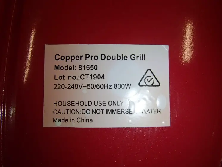 81650 Copper Pro Double Grill - Lable