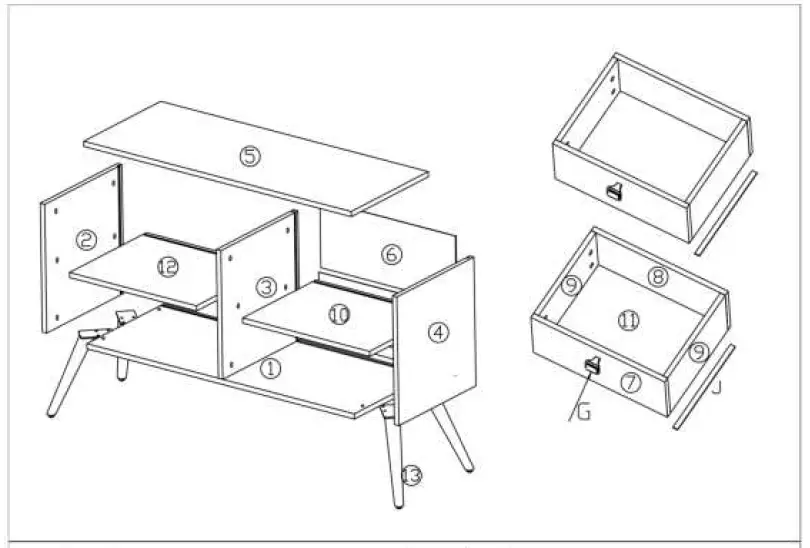 URTR HY02209Y Wood TV Console Storage Cabinet TV Stand 01