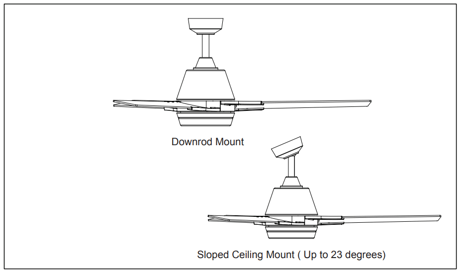 VAXCEL F0108 Ceiling Fan - Dual Mount Drawing