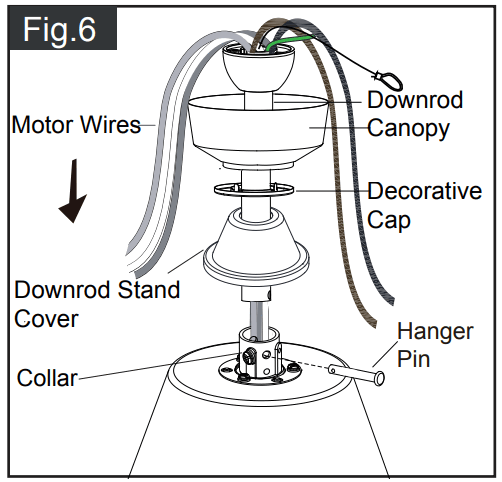 VAXCEL F0108 Ceiling Fan - Insert the downrod
