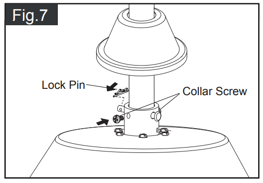 VAXCEL F0108 Ceiling Fan - Insert the two collar screws