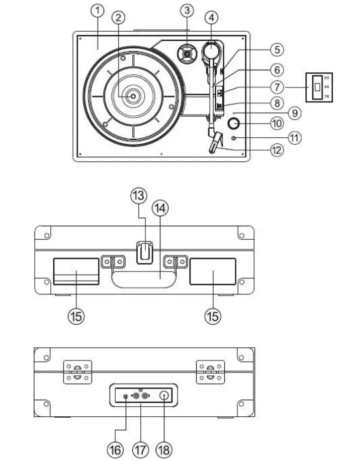 Classic Phono TT-10 Turntable With Built-In Speakers - Figure 3