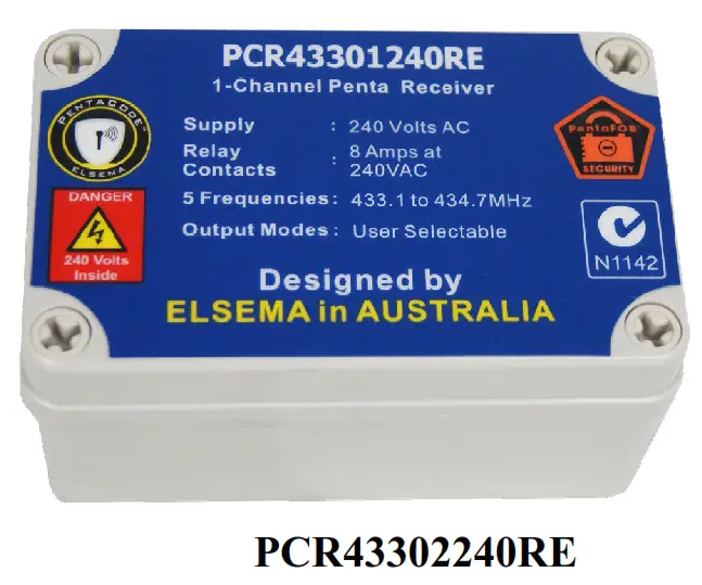 ELSEMA PCR43301240R 1 Channel 433MHz Penta Receiver with Frequency Hopping - fig