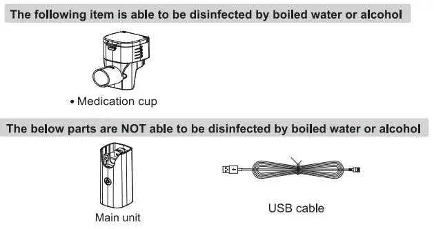 MESH-S600B Ultrasonic Mini Nebulizer Portable Nonventilatory Atomizer Instruction Manual - Cleaning