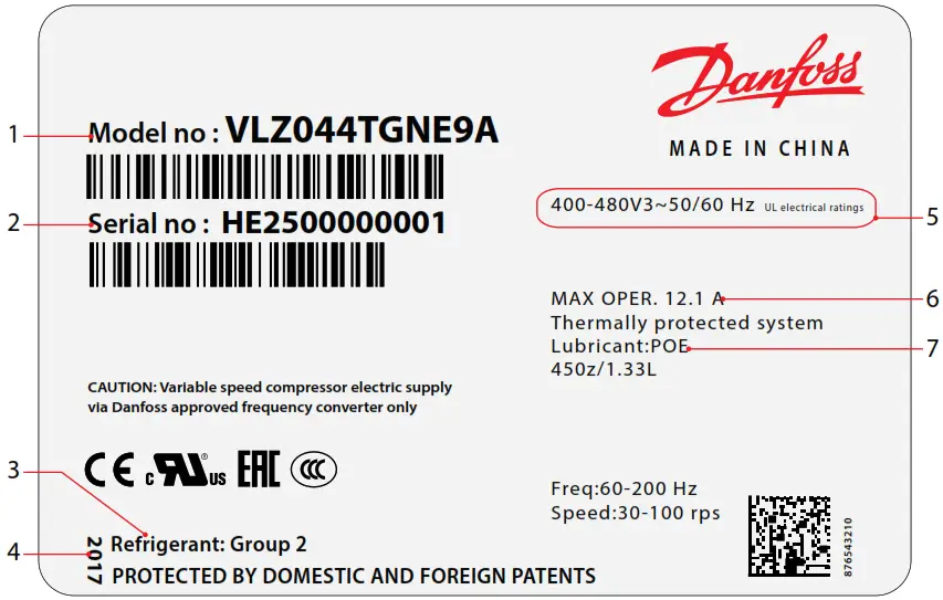 Danfoss VLZ028 Scroll Inverter Compressors - Figure 1