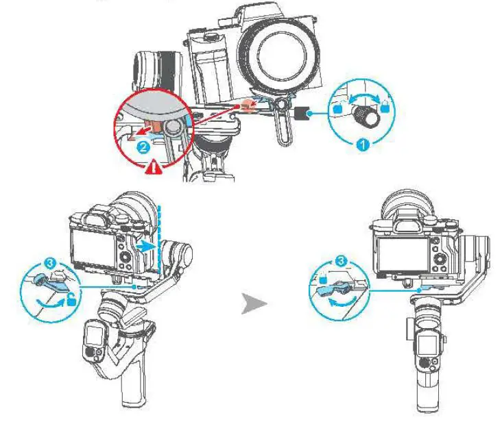 FeiyuTech Scorp Mini Gimbal User Guide - Mount camera on gimbal