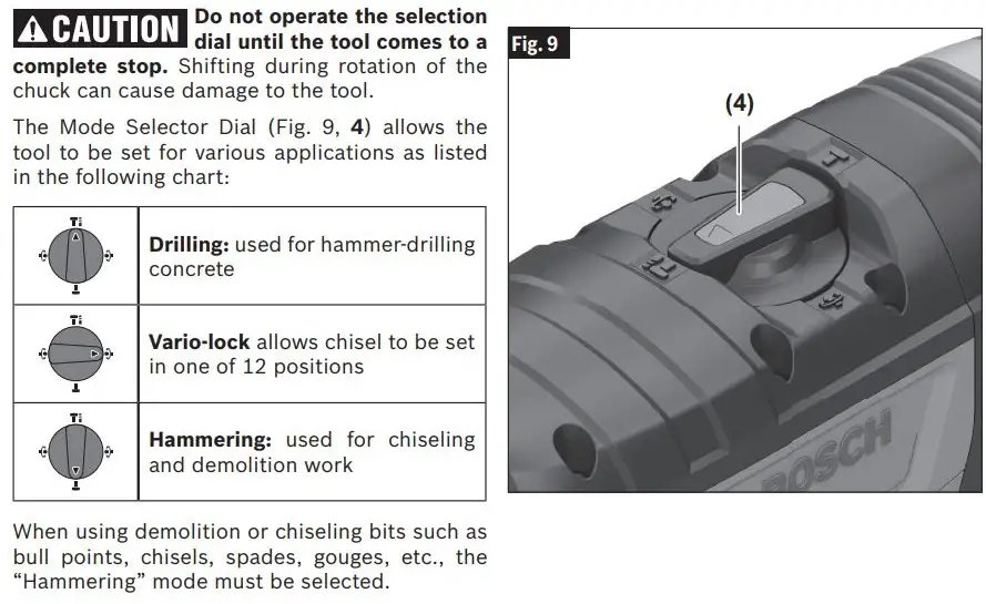 BOSCH GBH 18V-26 Cordless Rotary Hammer User Manual - Fig. 9
