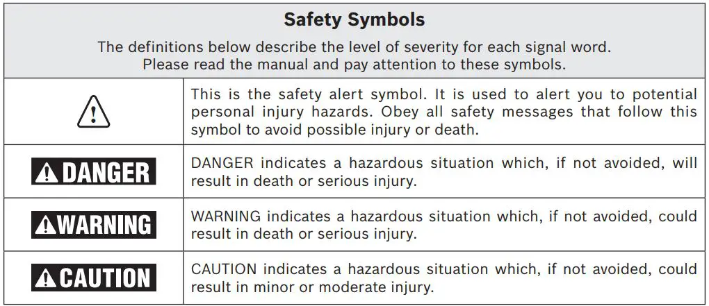 BOSCH GBH 18V-26 Cordless Rotary Hammer User Manual - Safety Symbols