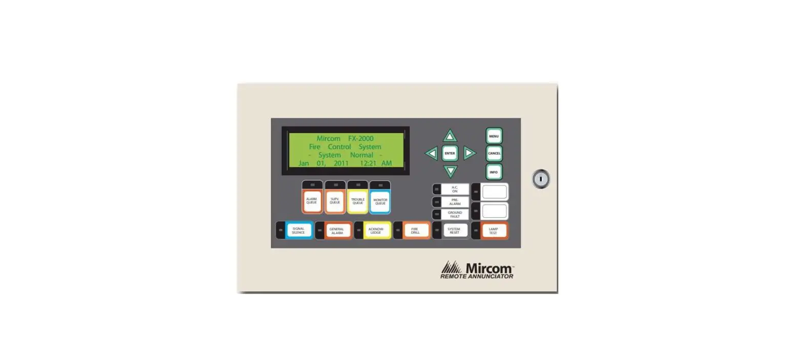Mircom Rax-lcd Remote Fx-2000 Annunciator Panel Owner's Manual