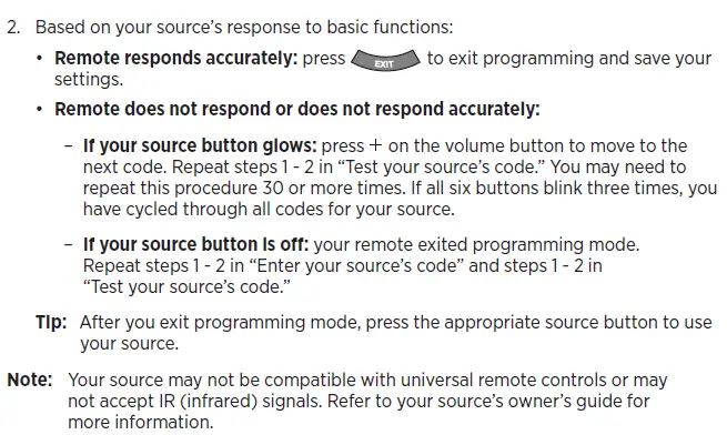 Programming the universal remote
