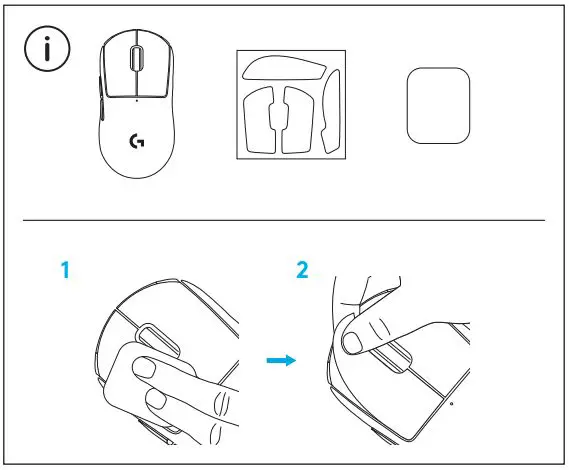 logitech Pro X Superlight Wireless Gaming Mouse User Guide - To install optional grip tape