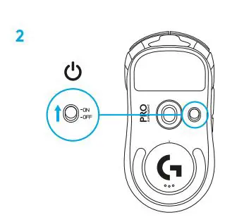 logitech Pro X Superlight Wireless Gaming Mouse User Guide - Turn on mouse