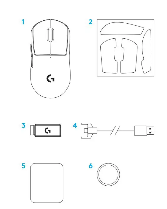 logitech Pro X Superlight Wireless Gaming Mouse User Guide - What's in the box