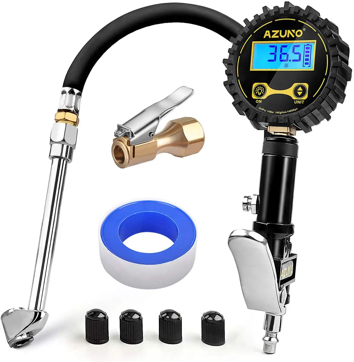 AZUNO TIG100A Series Tire Inflator with Pressure Gauge