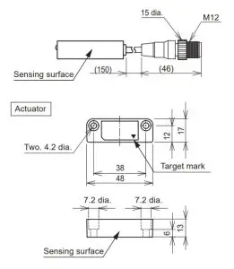 OMRON D40A Compact Non-Contact Door Switch - Dimensions 1