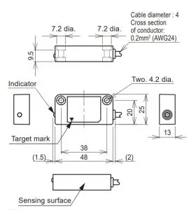 OMRON D40A Compact Non-Contact Door Switch - Dimensions