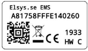 ELSYS EMS LoRaWAN Wireless Sensor - barcode contains DevEUI