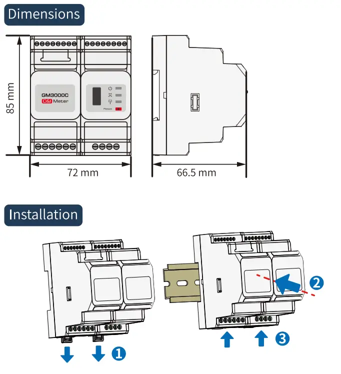 GOODWE GM3000C Smart Electric - dimensions installation