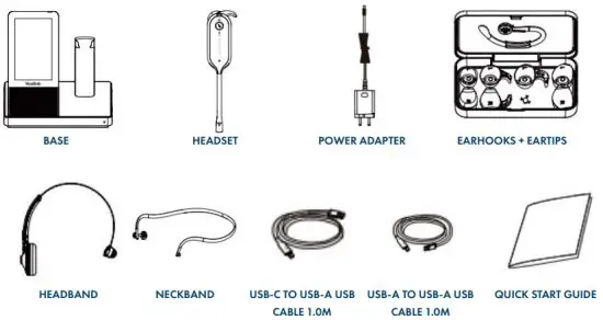 Yealink WH67 Wireless Bluetooth Headset with Microphone DECT Headset - PACKAGE CONTENTS
