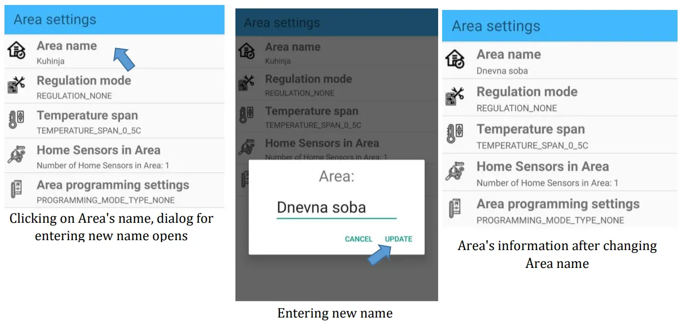 Telethings Control Box Mobile Application - CHANGING AREA'S NAME