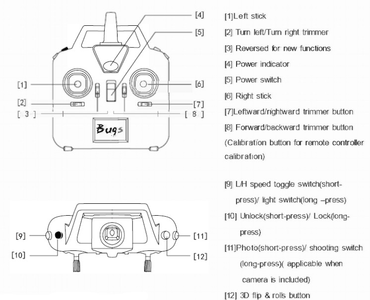 MJX Brushless Drone Bugs battery remote