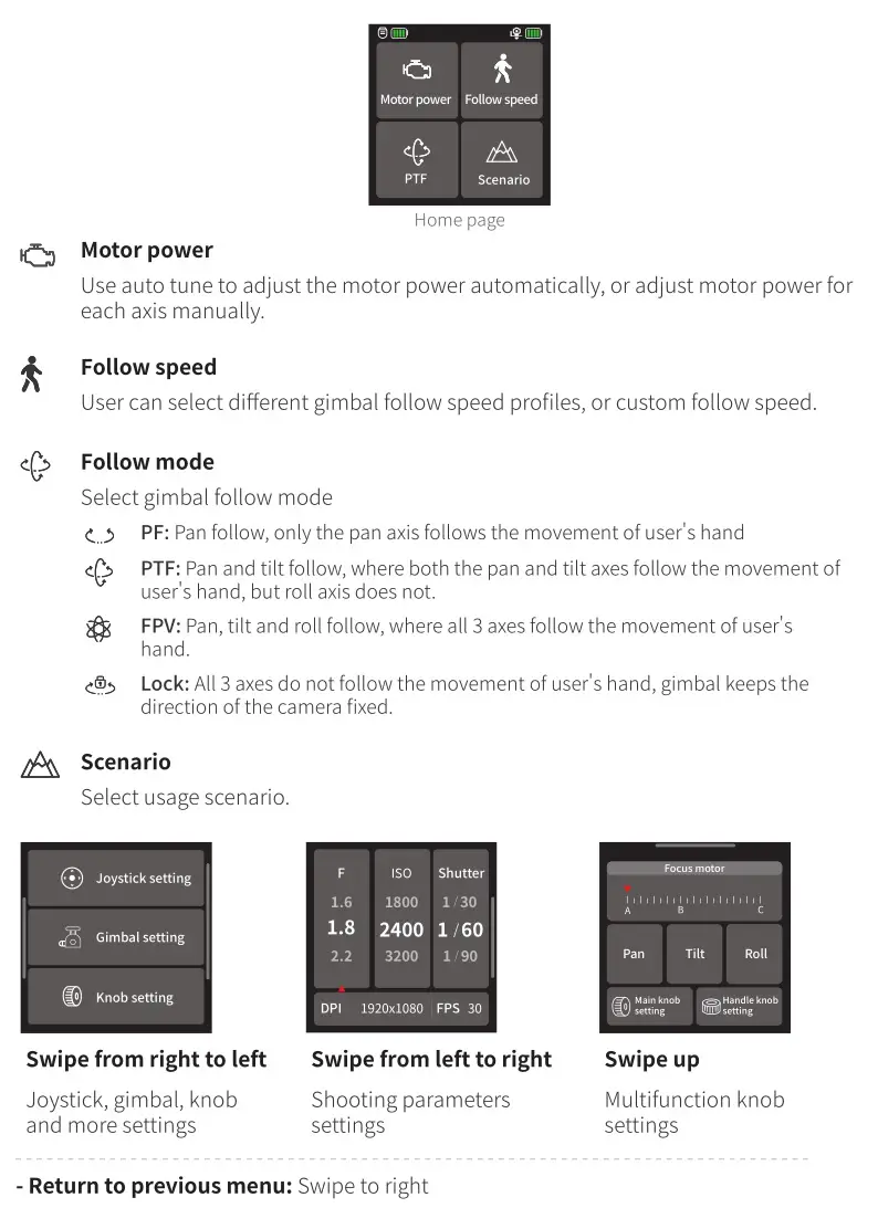 FeiyuTech F4RC1 Gimbal Camera - Touch screen operation