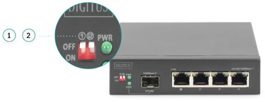 DIGITUS DN 80120 1 SFP Uplink 4 Port Gigabit Network Switch - distance