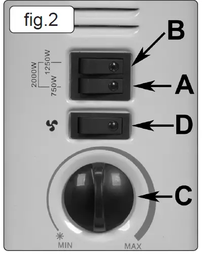 SEALEY CD2005T.V3 2000W Convector Heater with Turbo Fan &amp Thermostat fig 4