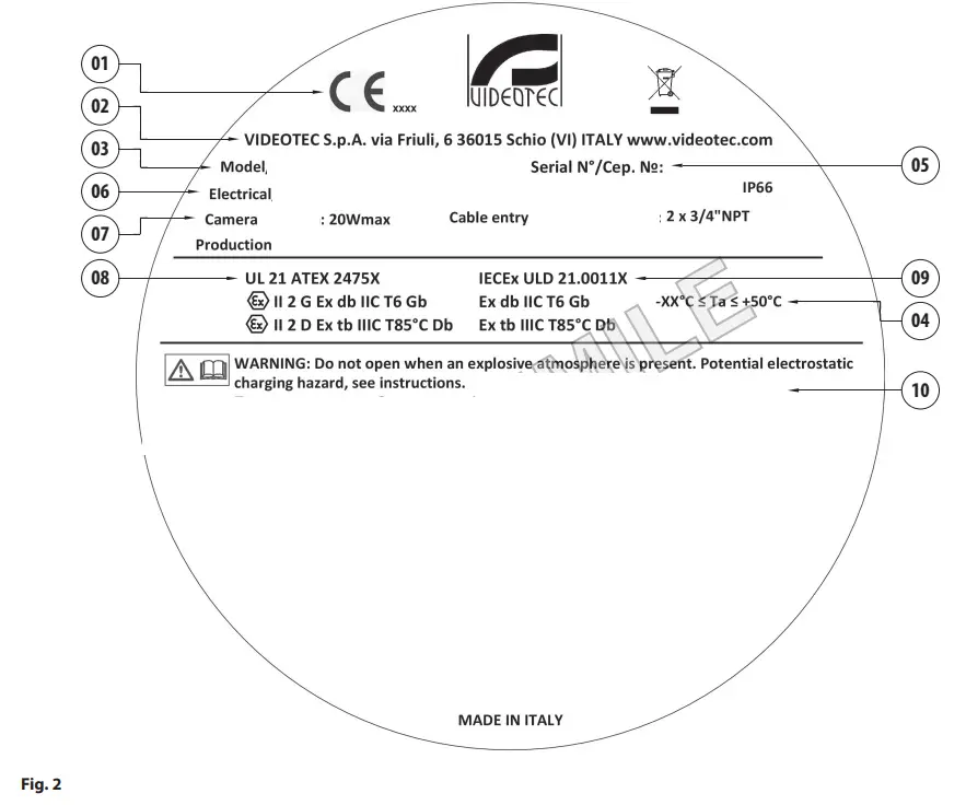 EXHC000G Videotec Explosion Proof Housing - fig 12