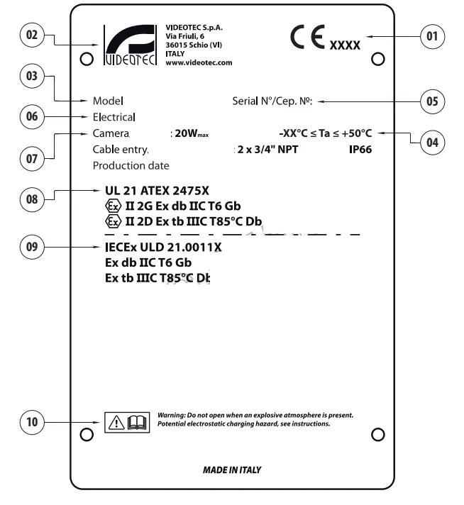 EXHC000G Videotec Explosion Proof Housing - fig 13