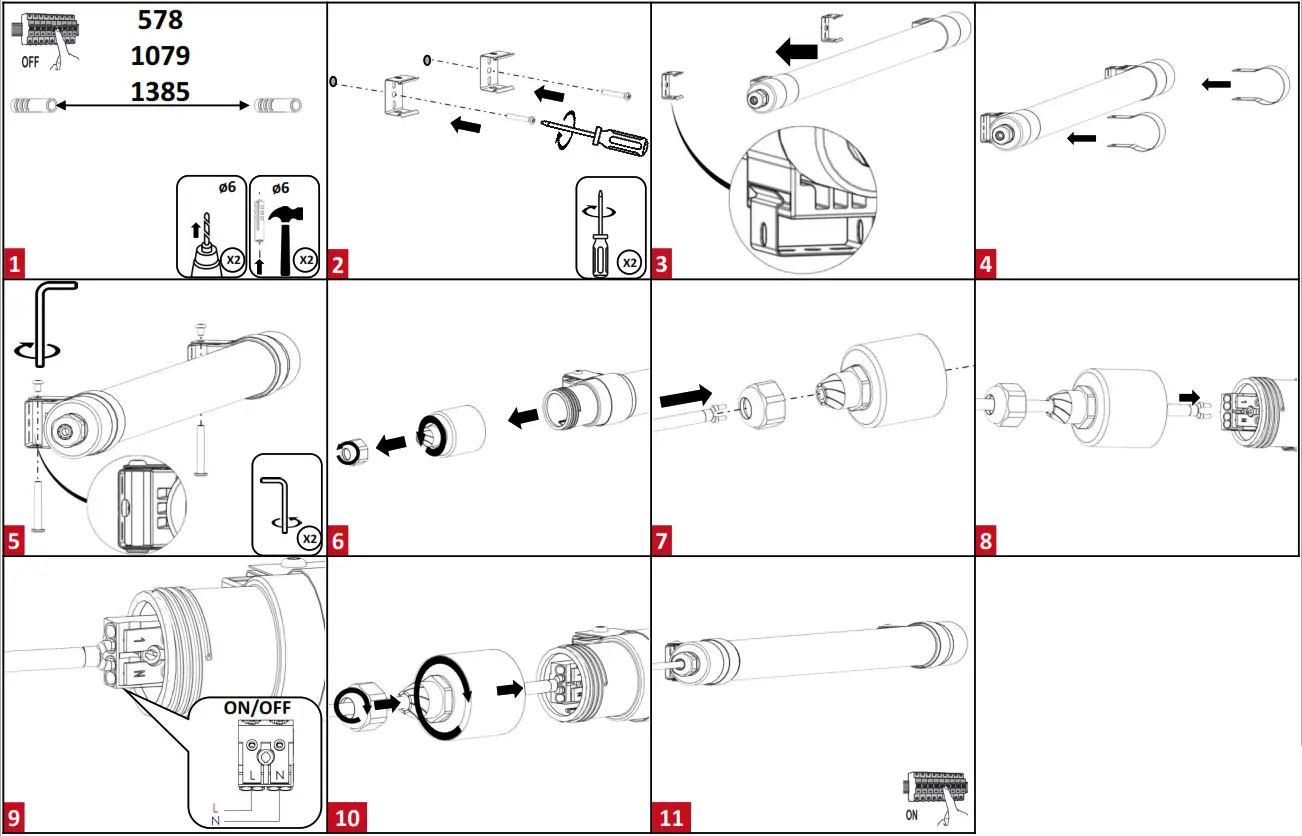 resistex 606034 Tuboled 3115lm BL 3000K Waterproof LED Tubular Luminaire - INSTALLATION