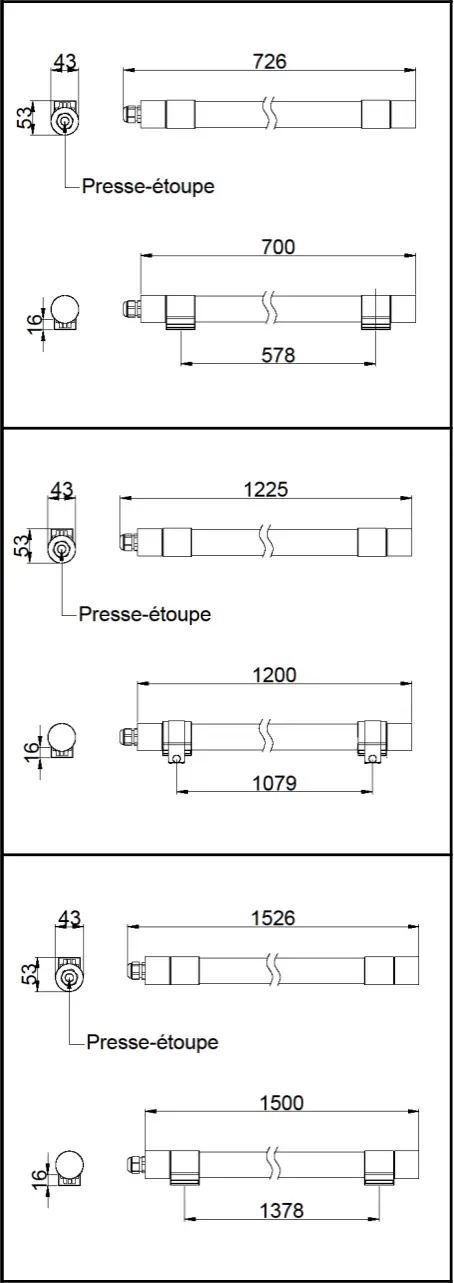 resistex 606034 Tuboled 3115lm BL 3000K Waterproof LED Tubular Luminaire - SIZE