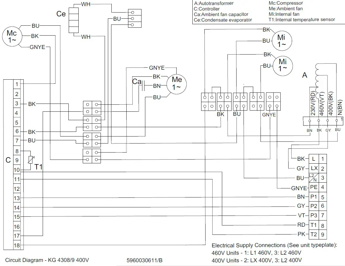 SEIFERT 43082001 Control Cabinet Air Conditioner - Wiring Diagram