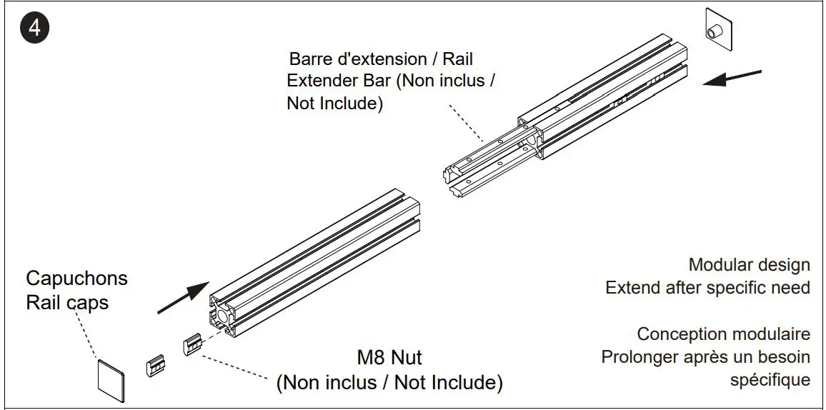 Kimex 031-1030 150cm Aluminium Rail - figure 4